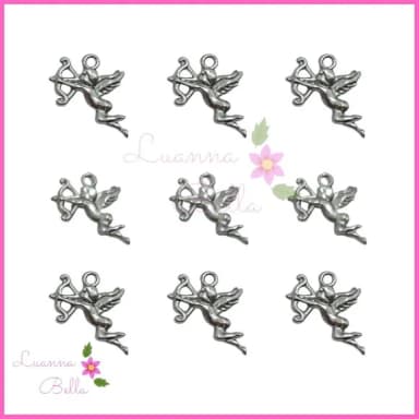Pingente Anjinho de metal prateado - Pct c/ 10 unds