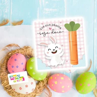 Card e Chocolate Baton Personalizado Festa Páscoa