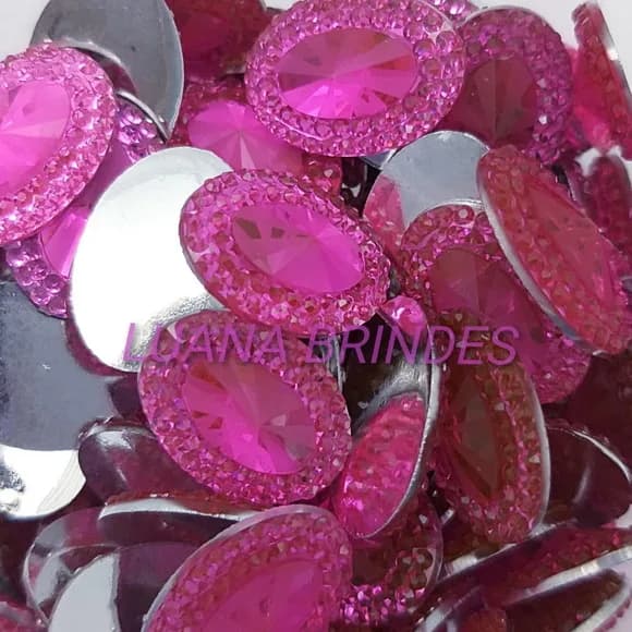 Chaton Pink Oval - 13mm x 18mm - pct c/50 unidades