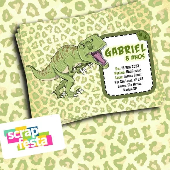 Convite Individual Personalizado Dinossauro