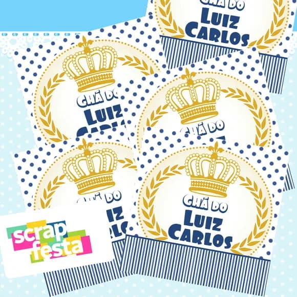 Adesivo Personalizado Quadrado 5x5 Chá de Menino Provençal
