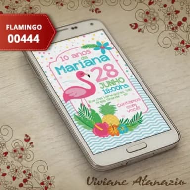 Convite Digital Flamingo - 00444