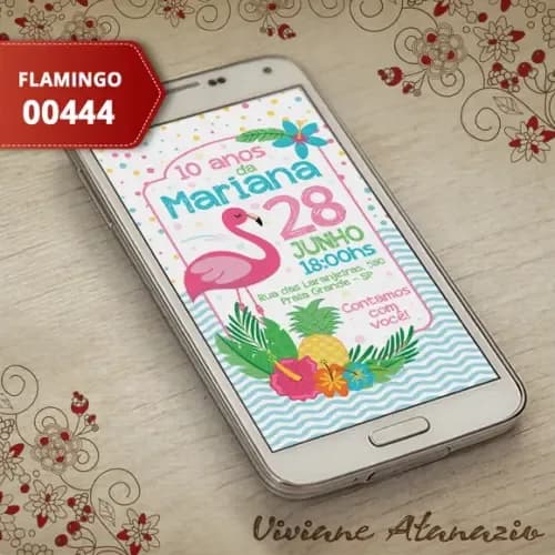 Convite Digital Flamingo - 00444
