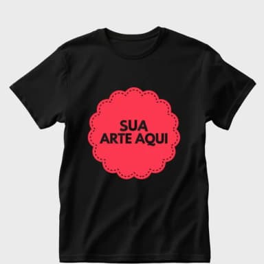 Camiseta Preta Algodão Personalizada Dtf Unissex e Babylook