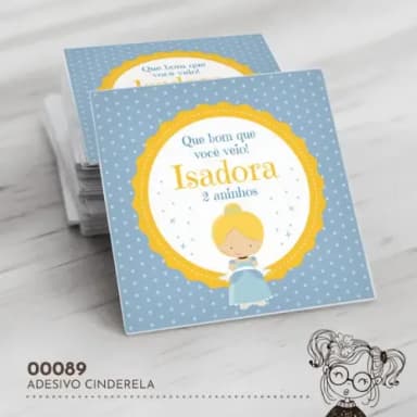 Adesivo Quadrado Cinderela - 00089