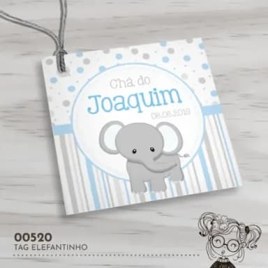 Tag Quadrada Elefantinho - 00520