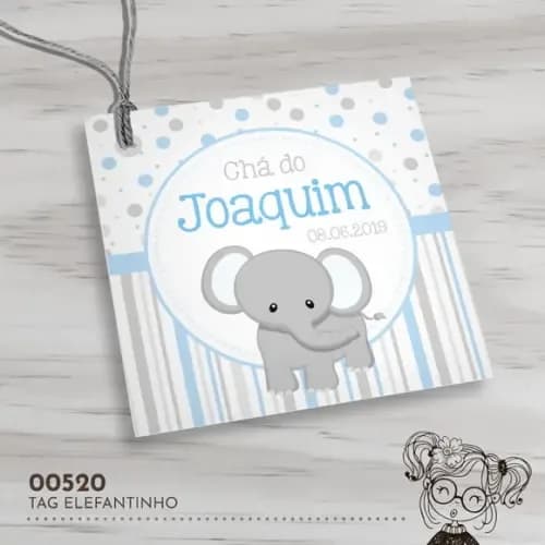 Tag Quadrada Elefantinho - 00520