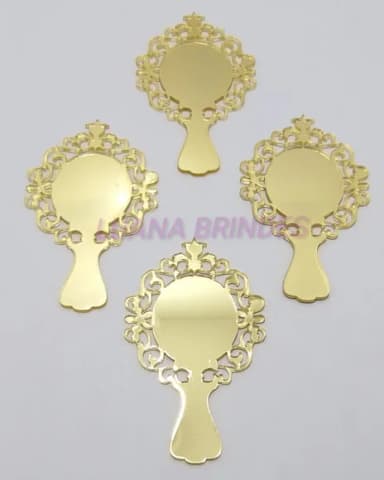 Aplique Espelho em Acrílico Espelhado Dourado - 8cm