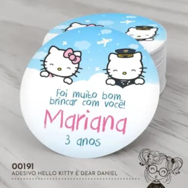 Adesivo Redondo Hello Kitty e Dear Daniel - 00191
