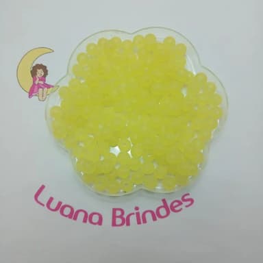Bola Fosca Com Furo Amarelo Claro 8mm Pct 100 Unidades