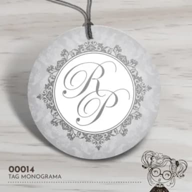 Tag Redonda Casamento Monograma - 00014