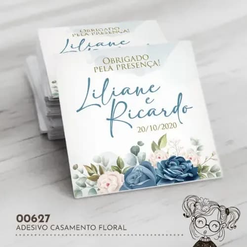 Adesivo Quadrado Casamento Floral - 00627
