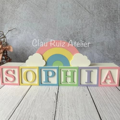 Candy Colors - Cubos 6x6cm Ts + Arco Íris. Decoração Bebê