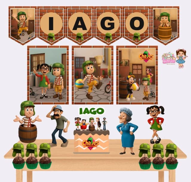 Kit Festa Só Um Bolinho TURMA DO CHAVES - Decoração de Festa
