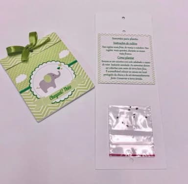 Lembrancinha Maternidade Sachê Sementinha Elefante Verde