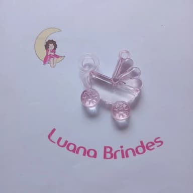 Carrinho de Bebe Pingente Rosa de Acrilico 4cm Pct 5 Unidade
