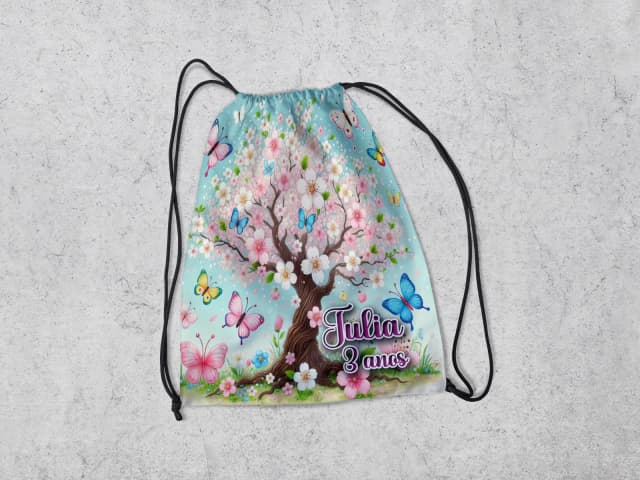 Mochilinha Personalizadada Jardim Encantado das Borboletas
