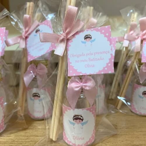 Lembrança Batizado Anjinha Rosa Mini Aromatizador