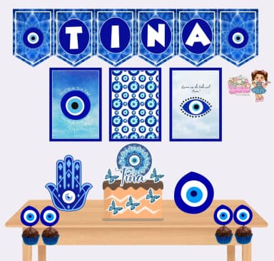 Kit Festa Só Um Bolinho OLHO GREGO - Decoração de Festa