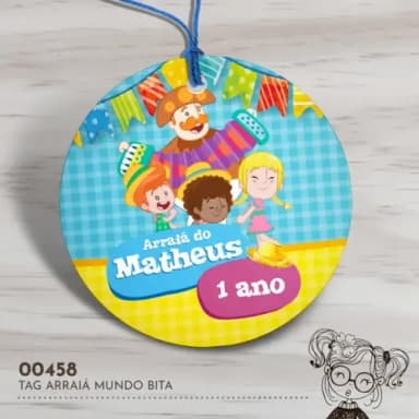 Tag Redonda Arraiá Mundo Bita - 00458