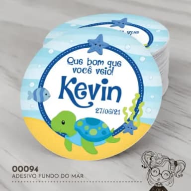 Adesivo Redondo Fundo do Mar - 00094