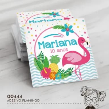 Adesivo Quadrado Flamingo - 00444