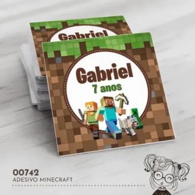 Adesivo Quadrado Minecraft - 00742