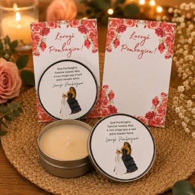 90 unidades de Vela Aromática na latinha Personalizada, Pomba-gira - Exu - Orixás e Entidades, fazemos qualquer tema.