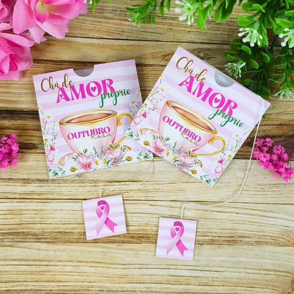 Embalagem para Chá Outubro Rosa - Não Acompanha Chá