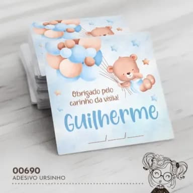 Adesivo Quadrado Ursinho - 00690