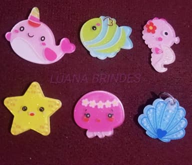 Apliques variados Fundo mar em Resina - pct c/10 unid
