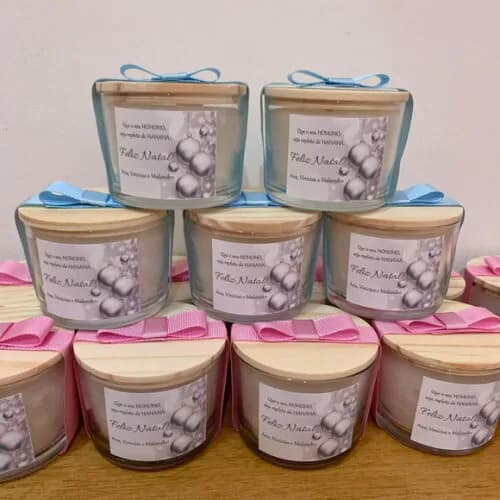Lembrança Vela Vegetal Aromática Pote Vidro Natal