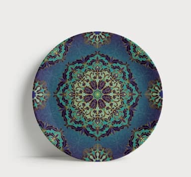 Prato Decorativo Mandala Royal Azul e Ouro - Porcelana 21cm