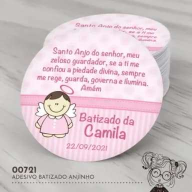 Adesivo Redondo Oração Santo Anjo - 00721