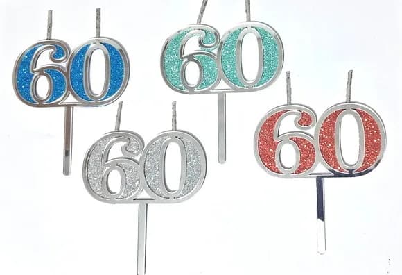 Vela 60 Anos Prata Acrílico Pavio Magico - 1 Peça