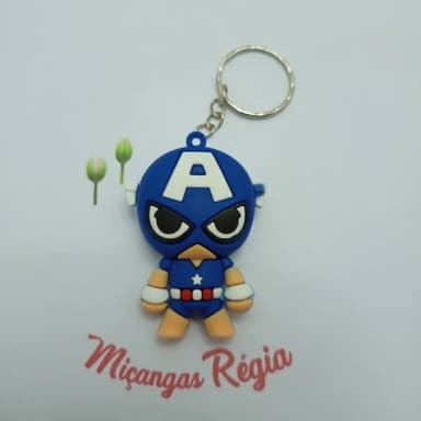 Chaveiro Capitão America Emborrachado 6cm Pct 2 Unidades