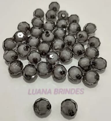 Bolinha Facetada com Miolo Preta 12mm Pct 50 Unidades