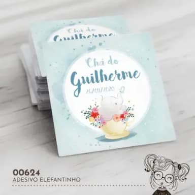Adesivo Quadrado Elefantinho - 00624