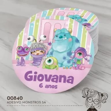 Adesivo Redondo Monstros Sa - 00840