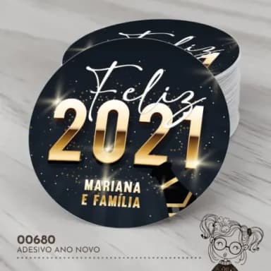 Adesivo Redondo Feliz Ano Novo - 00680
