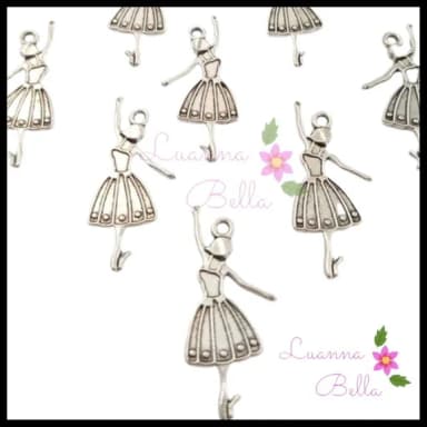 Pingente Bailarina Metal Prata - Pct c/12 unidades