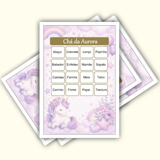 Bingo Chá de Bebê Menina Pdf Para Imprimir