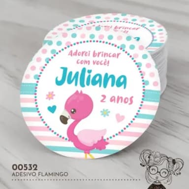 Adesivo Redondo Flamingo - 00532