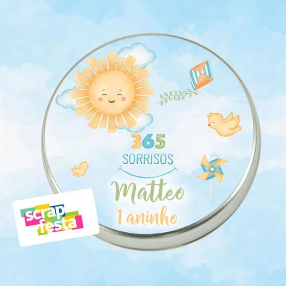 Latinha Personalizada Festa 365 Sorrisos Aquarela