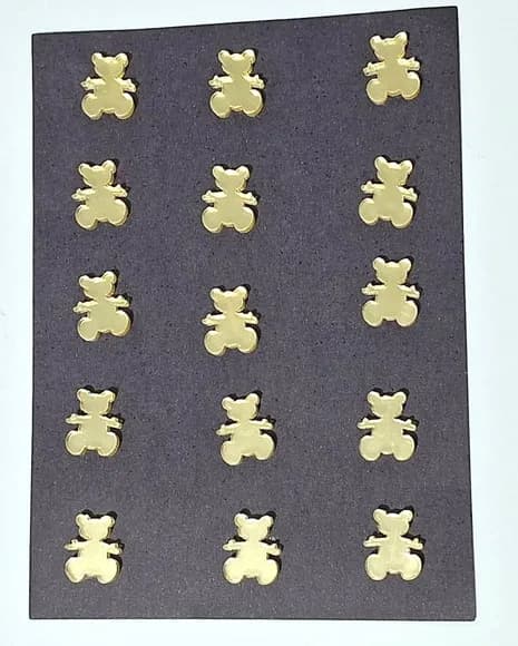 Mini Apliques Urso Acrílico Espelhado Dourado- 2 Cartela