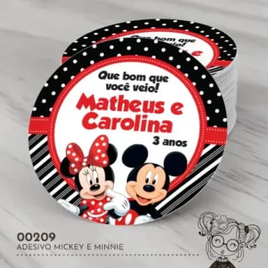 Adesivo Redondo Mickey e Minnie - 00209