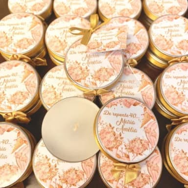 Lembrança aniversário Vela Aromática rosê gold