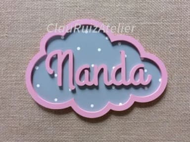PORTA DE MATERNIDADE NUVEM COM NOME
