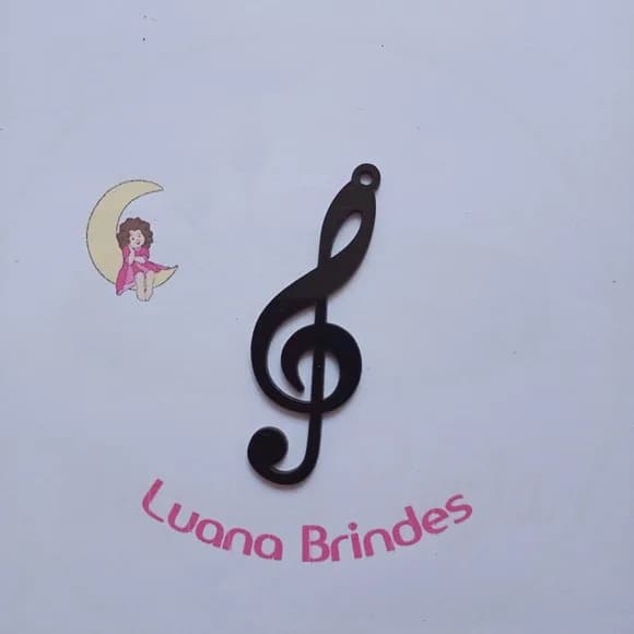 Pingente Nota Musical Preto Acrilico 7,5cm 4 Unidades