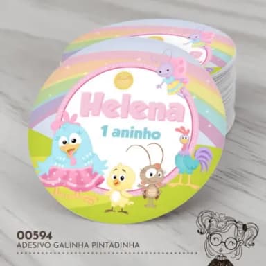 Adesivo Redondo Galinha Pintadinha - 00594